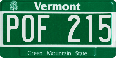 VT license plate POF215