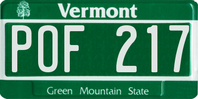 VT license plate POF217