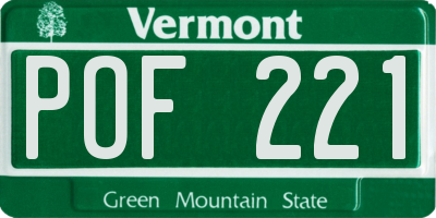 VT license plate POF221