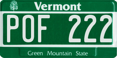 VT license plate POF222