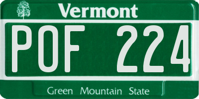 VT license plate POF224