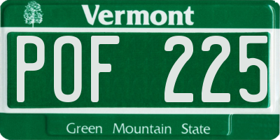 VT license plate POF225