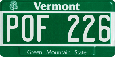 VT license plate POF226