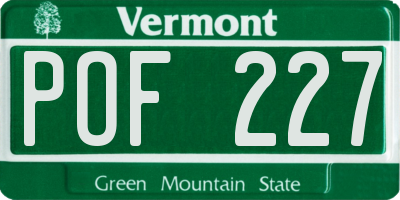 VT license plate POF227