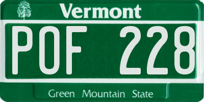 VT license plate POF228