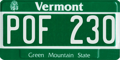 VT license plate POF230