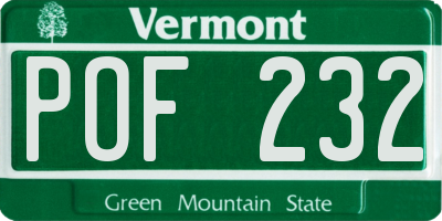 VT license plate POF232
