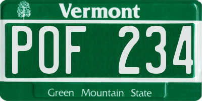 VT license plate POF234