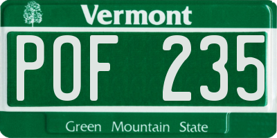 VT license plate POF235