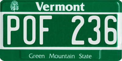 VT license plate POF236