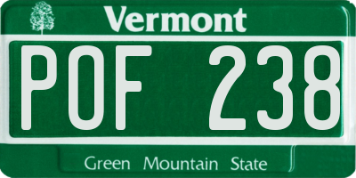 VT license plate POF238