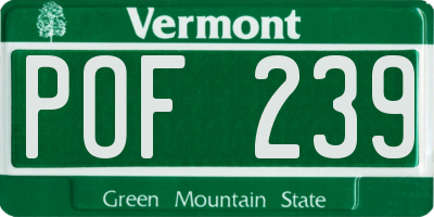 VT license plate POF239