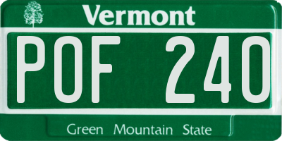 VT license plate POF240