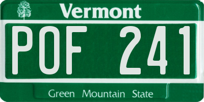 VT license plate POF241