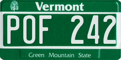 VT license plate POF242