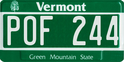 VT license plate POF244