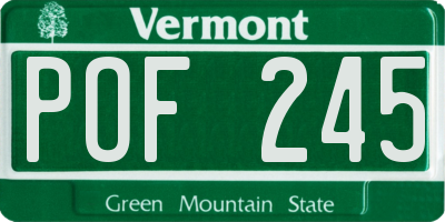 VT license plate POF245