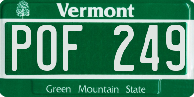 VT license plate POF249
