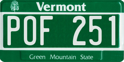 VT license plate POF251