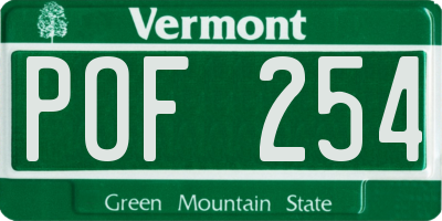 VT license plate POF254