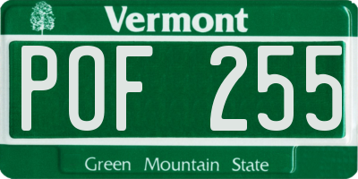 VT license plate POF255