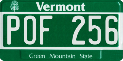 VT license plate POF256