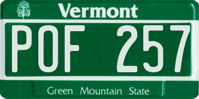 VT license plate POF257