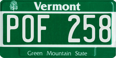 VT license plate POF258
