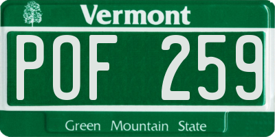 VT license plate POF259