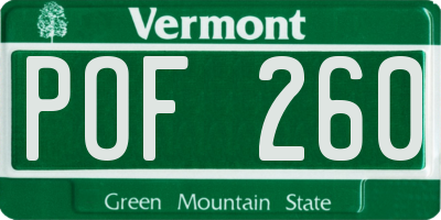 VT license plate POF260