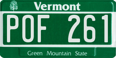 VT license plate POF261