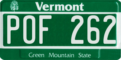 VT license plate POF262