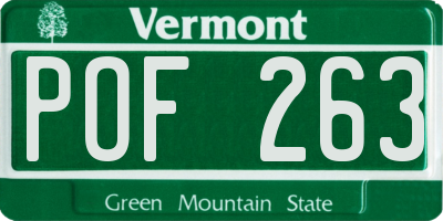 VT license plate POF263