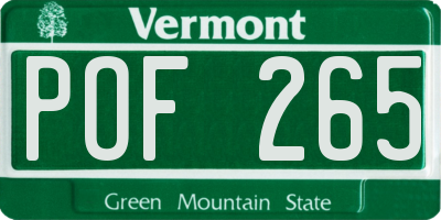 VT license plate POF265