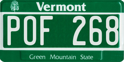 VT license plate POF268