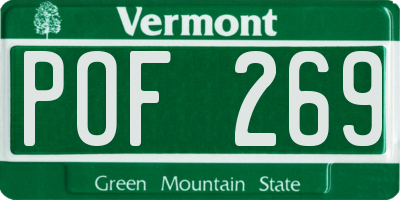 VT license plate POF269