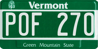 VT license plate POF270