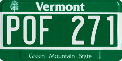 VT license plate POF271