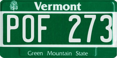 VT license plate POF273
