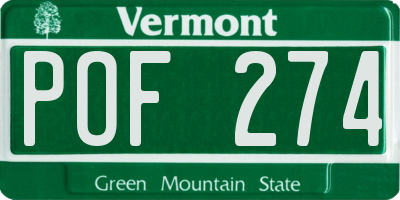 VT license plate POF274