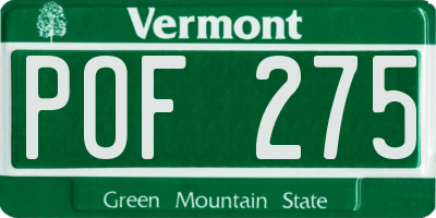 VT license plate POF275