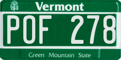VT license plate POF278