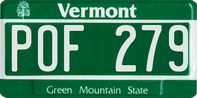 VT license plate POF279