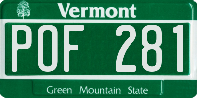 VT license plate POF281