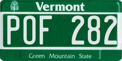 VT license plate POF282
