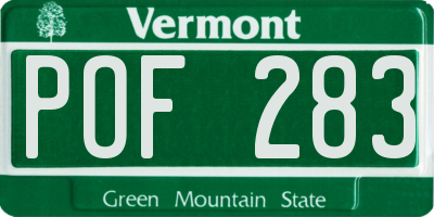 VT license plate POF283