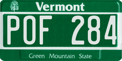 VT license plate POF284