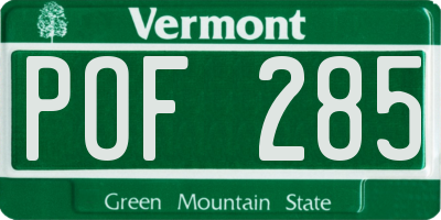 VT license plate POF285