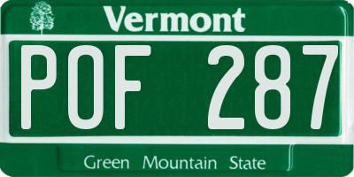 VT license plate POF287