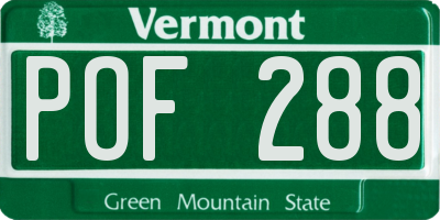 VT license plate POF288